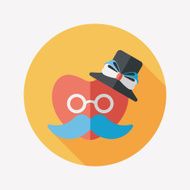 Valentine's Day love heart flat icon with long shadow eps10 N37