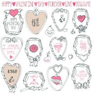 Romantic frame set Hand drawing Valentine wedding decor N2