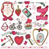 Valentine day wedding frame decor elements set N2