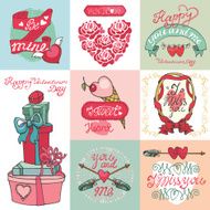 Valentines day card set ELabels decorative elements N2