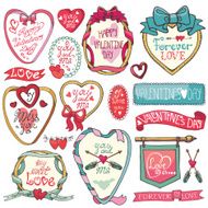 Valentines day set Emblems Labels frames decorative elements N2