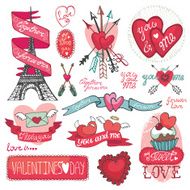 Valentines day set Labels emblems decorative elements hearts N2