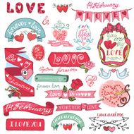 Valentines day set Labels emblems frame hearts decorative elem N2