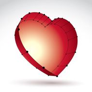 3d mesh stylish web red love heart sign isolated N5