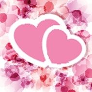 Pink floral card with two hearts N2