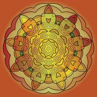 Gold Brown Spiral Fire Flaming Flower N4