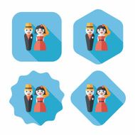 wedding couple flat icon with long shadow eps10 N66