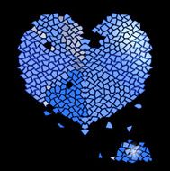 Glass blue heart made of precious stones