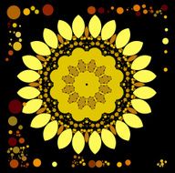 Gold Brown Spiral Fire Flaming Flower N8
