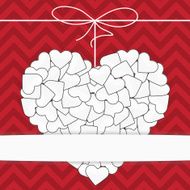 White heart on a red background template N2