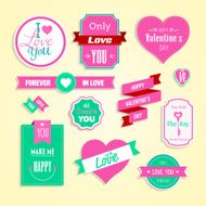 Happy valentines day cards element set