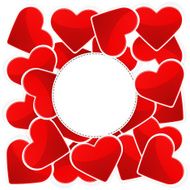 Pattern with white paper and red hearts N2
