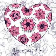 Romantic greeting card with floral heart shape N2