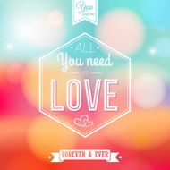 Romantic card on a soft blurry background N3