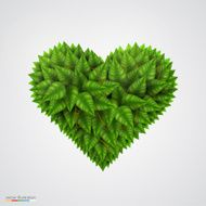 Heart symbol in green leaves
