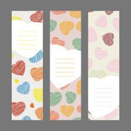 Set of Romantic vertical banners Hearts ornament Vector Illustration