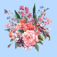 Greeting Card Floral Bouquet with roses N7