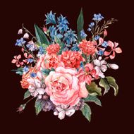 Greeting Card Floral Bouquet with roses N8