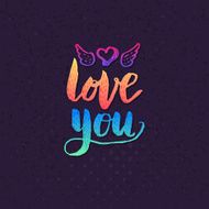 Attractive Love you Texts on Violet Background