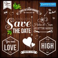 Save the date for personal holiday Wedding set on wooden