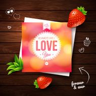 Love You card Romantic design on wooden background Vector imag