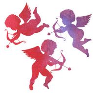 watercolor silhouette of an angel watercolor painting on white background N3