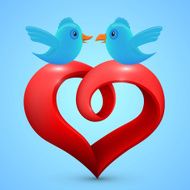 Vector heart with birds