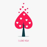 Square background with tree hearts and inscription I LOVE YOU