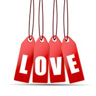 Happy Valentine&#039;s Day celebration with love tag