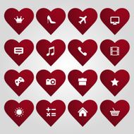 Hearts set with icons