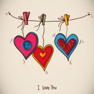 Doodle Greeting Card Valentines Day with hearts N2