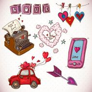 Doodle Card Valentines Day with Heart of Clouds N2