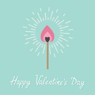 Burning love match sunlight effect Flat design Valentines day