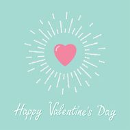 Big pink shining heart Flat design Happy Valentines day