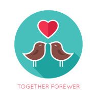 Valentines day flat isolated icon Together forewer greeting card