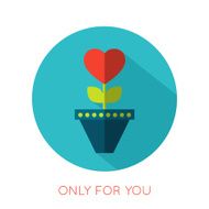 Valentines day flat isolated icon Only for you greeting card