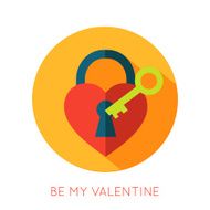 Valentines day flat isolated icon Be my valentine greeting card