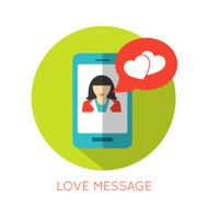 Love message flat concept Valentines day icon for mobile applications