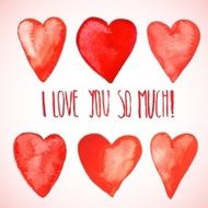 Red watercolor hearts