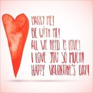 Watercolor Valentine's day lettering