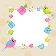 Blank frame with cute bird for Valentine&#039;s Day