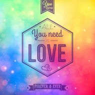 Romantic card on a soft blurry rainbow background Vector image