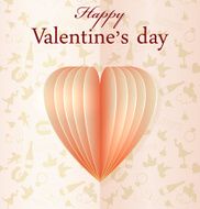 Pink vector paper Valentine&#039;s heart