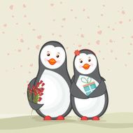 Cute penguins for Happy Valentines Day celebration