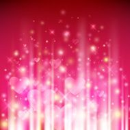 Glowing rising hearts red background N2