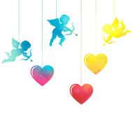 watercolor silhouette of an angel watercolor painting on white background N4