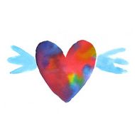 Watercolor red painted heart N2