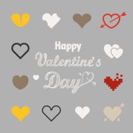 Different abstract heart icons collection Valentine greeting card