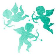watercolor silhouette of an angel watercolor painting on white background N6