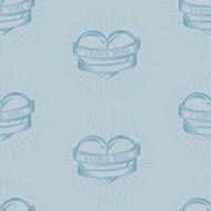 vector seamless pattern with engraving hearts ribbons and burs